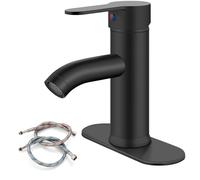 gotonovo Grifo de baρo de acero inoxidable 304 negro mate, grifo de lavabo de tocador de una sola manija con lνnea de suministro