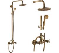 gotonovo Juego de grifo de ducha de bao expuesto Accesorio de ducha Cabezal de ducha tipo lluvia de 8 pulgadas Ducha de mano Manija cruzada Mont