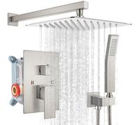 gotonovo sistema de ducha de lluvia de 12 pulgadas nquel cepillado de lujo ducha de ducha de alta presin ducha de bao juego de grifo de ducha de b