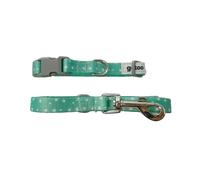 Gotoo Set Correa y Collar estampado con estrellas verde para perros