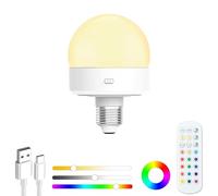 Gotopceed Bombilla LED con Batería Recargable, Bombilla USB sin Cables Regulable a Pilas de 2000mAh, 15 Colores RGB Bombillas portátiles Inalámbrica Recargables Mando a Distancia