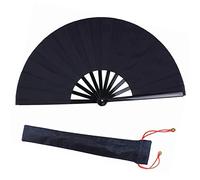 GOTOTOP Abanico de Kung Fu, Abanico Ruidoso Negro Abanico de Kung Fu Negro Abanico Plegable Negro de 33 CM Abanicos Plegables a Mano para Actuaciones Escénicas Fiestas Decoraciones