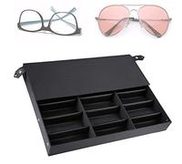 GOTOTOP Caja de almacenamiento de gafas, Expositor de gafas de 18 Compartimentos Organizador de anteojos 47 * 37 * 6cm Negro