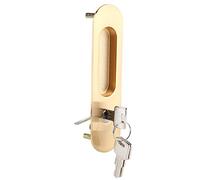 GOTOTOP Cerradura de puerta corredera, cerradura ovalada de un solo gancho con llaves Perno de cerradura de puerta de aleación de aluminio para gabinete de baño Balcón Granero(Oro)