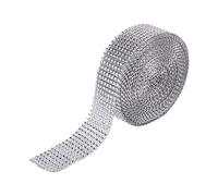 GOTOTOP - Cinta de 8 filas, rollo de sobre de malla de diamante de imitación de cristal para tartas de boda, fiesta de nacimiento, decoración de cumpleaños, 1,4 pulgadas x 10 metros(plata)