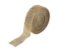 GOTOTOP - Cinta de 8 filas, rollo de sobre de malla de diamante de imitación de cristal para tartas de boda, fiesta de nacimiento, decoración de cumpleaños, 1,4 pulgadas x 10 metros (oro)