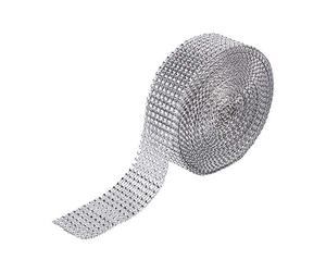 GOTOTOP - Cinta de 8 filas, rollo de sobre de malla de diamante de imitación de cristal para tartas de boda, fiesta de nacimiento, decoración de cumpleaños, 1,4 pulgadas x 10 metros(plata)