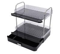 GOTOTOP Estante para Tazas de café de Acero Inoxidable con Bandeja de Drenaje para Organizador de Cocina, Estante para Tazas PET de 2 Niveles para Encimera (BLACK)