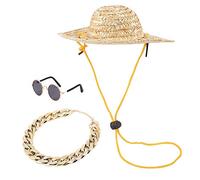 GOTOTOP Juego de collar para gatos, gafas de sol geniales para disfraz de mascota y collar de cadena dorada, accesorio de fotografía para mascotas gatos (3 piezas)