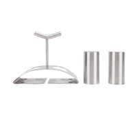 GOTOTOP Juego de Salero y Pimentero de Acero Inoxidable 304 con Estante, 2 Recipientes de Condimentos de Boca Ancha para Encimera de Cocina, Mesa de Comedor, Cocineros Caseros