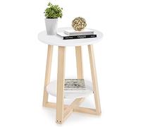 GOTOTOP Mesa de té Redonda Estilo Nórdico Mesa Auxiliar de 2 Niveles Mesita Lateral Ronda para Salón, Sala de Estar Decoración del Hogar 50 x 40cm