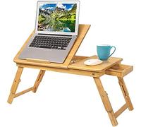 GoToTop - Mesa para PC, escritorio para cama, bandeja para PC, mesita para notebook/laptop, de bambú, portátil, plegable, 30 x 50 x 20 cm
