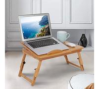 GOTOTOP Mesa plegable para ordenador portátil, mesa plegable con cajón de bambú, ajustable (estilo B)