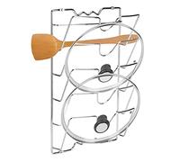 GOTOTOP Soporte para tapas de ollas de 5 capas montado en la pared para guardar tapas de sartenes en armario de cocina, soporte de hierro para ollas y platos, 43,2 x 27,9 x 9,4 cm
