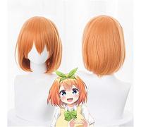 Gotoubun No Hanayome Yotsuba Nakano Pelucas de Cosplay Naranja Corto Resistente al calor Pelo sintético Perucas Anime Disfraz Peluca KUZW014b