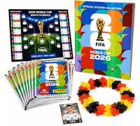 GOTPARTY Set Panini Copa Mundial 2026 Álbum & Stickers - Tarjetas de Fútbol Coleccionables con Calendario de Partidos, Collar de Flores Alemania & Álbum Panini (25 Sobres / 175 Stickers)