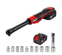 Gotrain Kit de llaves de carraca inalámbricas 21 V 3/8" 80 N·m trinquete eléctrico de velocidad variable, batería y cargador de 2,0 Ah, 8 enchufes, adaptador de 1/4", barra de extensión de 3