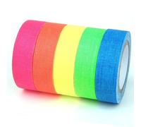 GOTRUST 5pcs Cinta de Fluorescente UV, Cinta de Tela de Neón Gaffer, Cintas Adhesiva Reactiva UV Negra, Blacklight Neon Tape para Decoraciones de Fiesta, 13mmx5m
