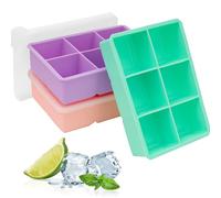 GOTRUST Cubiteras Silicona Hielo Grande, 3 Piezas Cubitera para Hielo con Tapa, Molde Cubitos Hielo Grandes Apilables, Bandeja de Hielo Sin BPA para Bebés, Whisky, Cócteles