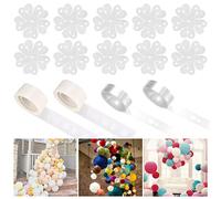 GOTRUST Kit de tiras de guirnalda de globos, 200 piezas de puntos de pegamento para globos, tiras de cinta de globos de 16.4 pies con 10 clips de flores de globo para decoración de fiesta de