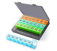 GOTRUST Pastillero Mes 28 Días, Pastillero 4 Semanas 7 Días 1 Compartimento, Pastillero De Viaje Compartimentos Grandes, Organizador Mensual De Tabletas para Vitaminas, Aceites De Pescado, Medicament
