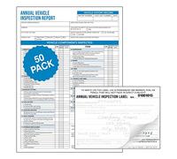 GotSafety - Etiqueta de inspección interior blanca (5 x 4 pulgadas), con 3 capas sin carbono- Formulario de informe anual de inspección del vehículo - Paquete grande de 50 - Cumple con los requisitos DOT 49 CFR 396 Inspección de vehículos