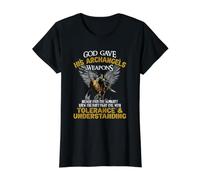 Gott Gave His Archangel Weapons Camiseta gráfica económica, Mujer, Negro, S
