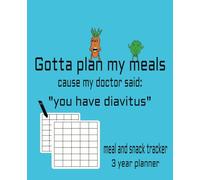 Gotta plan my meals cause my doctor said "you have diavitus": meal and snack planner with 160 pages [ 7.5 x 9.25] inches space for 3 years of ... for anyone that wants to manage their health.