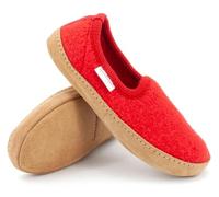 Gottstein Zapatillas de estar por casa de fieltro Cheyenne para hombre y mujer | Zapatilla de cabaña flexible y ligera de tela con cómoda suela de piel | 100% pura lana virgen, berenjena, 36 EU