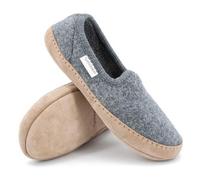 Gottstein Zapatillas de fieltro Cheyenne de lana virgen sin mulesing - Zapatillas de fieltro hechas a mano para hombre y mujer talla 36-47 - Zapatillas con suela de piel acolchada, Gris, 39 EU
