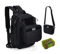 Goture Bolsa de pesca de 20 l - Mochila de pesca grande de Oxford 900D con bolsa de cebo adicional, cremallera SBS, sistema Molle y soporte para cañas de pescar 3600 aparejos, impermeable, pesca de