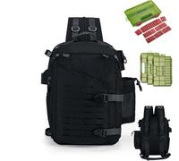 Goture Sling Tackle Bag - Bolsa de pesca con soporte para caña de pescar, sistema MOLLE, almacenamiento para señuelos artificiales y accesorios, Negro con 3 cajas de cebo, Bolso bandolera