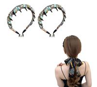 Gotysles - Diadema con lazo de ala ancha, diseño floral dulce, bandas de pelo de tela de satén, diadema de tela con nudos cruzados de satén retro (2 unidades, D)
