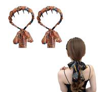 Gotysles - Diadema con lazo de ala ancha, diseño floral dulce, bandas de pelo de tela de satén, diadema de tela con nudos cruzados de satén retro (2 unidades, E)
