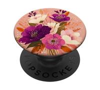 Gouache Floral Bouquet con Flores moradas, Rosadas y Blancas PopSockets PopGrip Adhesivo