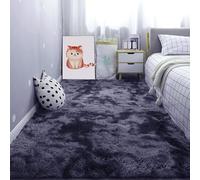 GOUBAN Alfombra de Felpa 110 x 380 cm Fluffy Falso Piel de Carnero Vellón Alfombra Decoración Moderna para El Salón para Dormitorio Matrimonio Infantil Juvenil y Salón, Gris Oscuro