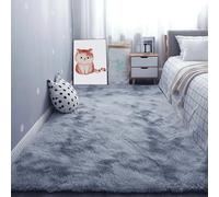 GOUBAN Alfombra de Felpa 150 x 160 cm Fluffy Falso Piel de Carnero Vellón Alfombra Decoración Moderna para El Salón para Dormitorio Matrimonio Infantil Juvenil y Salón, Gris Claro
