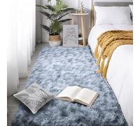 GOUBAN Imitación Mullida Alfombras 80 x 200 cm Tie Dye Alfombra Extra Grande Dormitorio Talla para Dormitorio Matrimonio Infantil Juvenil y Salón, Gris Claro