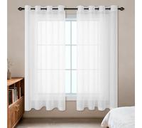 GOUBO Cortinas para Puerta Francesas 140 x 200 cm Translucidas Ventana Visillo Translucidas Translúcida Fresca para Ventanas Habitación Dormitorio Sala de Estar, Blanco