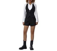 Goudyna Chaleco casual para mujer, estilo vintage, sin mangas, con botones, traje de vestir, blazer, Negro, L