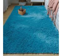 GOUER Alfombra Dormitorio Matrimonio 120 x 300 cm Lavable Antideslizante y Suave Calidad Alfombra de Lana Mullida, Suave, Moderna y Lisa Adecuado para Salón Dormitorio, Azul