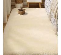 GOUER Alfombra Dormitorio Matrimonio 170 x 360 cm Lavable Antideslizante y Suave Calidad Alfombra de Lana Mullida, Suave, Moderna y Lisa Adecuado para Salón Dormitorio, Color Crema