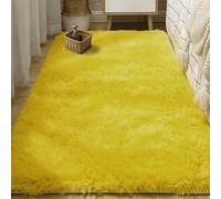 GOUER Alfombra Dormitorio Matrimonio 50 x 130 cm Lavable Antideslizante y Suave Calidad Alfombra de Lana Mullida, Suave, Moderna y Lisa Adecuado para Salón Dormitorio, Amarillo