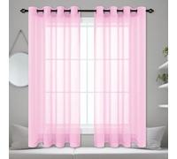GOUER Cortinas Transparente 360 x 210 cm con Ojales Poliéster Ojales Cortina Translucido Moderno para Ventanas Habitacion, Rosa