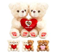 GOUFEISUN Osito De Peluche Personalizado Que Se Abrazan con Corazón, Hugging Teddy Bear con Texto Y Foto 2 Piezas Regalo San Valentín para Pareja También para Aniversario De Matrimonio, 20cm