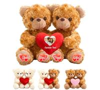 GOUFEISUN Osito De Peluche Personalizado Que Se Abrazan con Corazón, Hugging Teddy Bear con Texto Y Foto 2 Piezas Regalo San Valentín para Pareja También para Aniversario De Matrimonio, 20cm