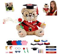 GOUFEISUN Personalizado Oso De Graduación A Medida con Imagen Y Palabra para La Graduación Y Navidad, Graduation Teddy Bear Peluche Personalizado para Todos Los Graduados De Jardín A Universidad