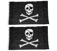 Goufride 2X Bandera Pirata Craneo Y Tibias Cruzadas Jolly Rodger Grande 5X3Pie Tamano