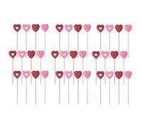 Goufride 36 PúAs de Corazones de Espuma con Purpurina para San ValentíN, Tallos de Corazones de Espuma Brillantes e Hinchados para el DíA de San ValentíN, PúAs Florales de San ValentíN