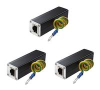 Goufride 3X Pararrayos de Trueno Protector Sobretensiones de Red Ethernet Clavija RJ45 100MHz